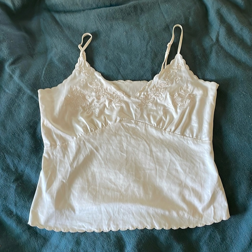 Cream embroidered camisole/tank top